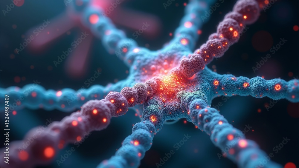 Microscopic View of Blue Virus Chain Microscopic View of Blue Virus Chain