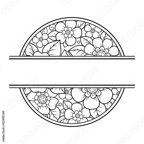 Frame in eastern tradition. Stylized with henna tattoos decorative pattern for decorating covers for book, notebook, casket, magazine, postcard and folder. Flower border in mehndi style.