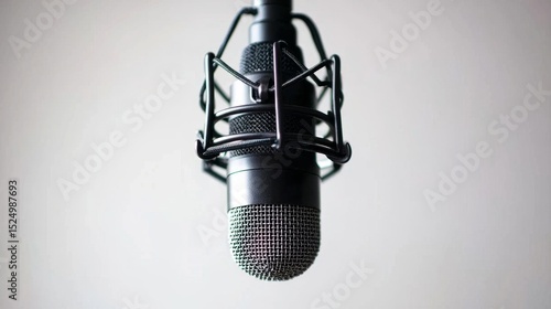 Professional audio equipment featuring a hanging condenser mic.