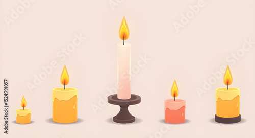 Candle illustration vector, Candle flame icon, Burning candle clipart, Candle with wax vector, Aromatherapy candle drawing, Scented candle icon, Candlelight vector, Decorative candle art, Candle silho