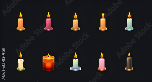Candle illustration vector, Candle flame icon, Burning candle clipart, Candle with wax vector, Aromatherapy candle drawing, Scented candle icon, Candlelight vector, Decorative candle art, Candle silho