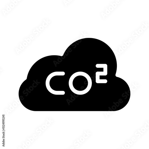 A carbon dioxide glyph icon, ideal for eco conscious apps or climate change interfaces