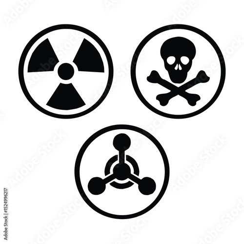 Danger Symbols – Radiation, Skull & Crossbones, and Biohazard Warning Icons