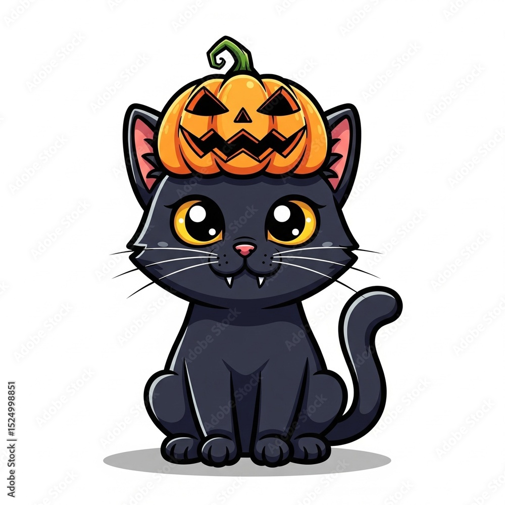 Obraz premium Black cat with pumpkin vector