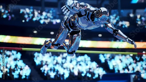 Futuristic robot high jump
