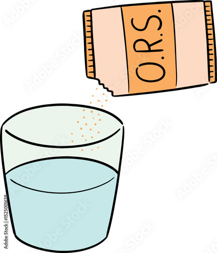 Illustration of mixing oral rehydration salt
