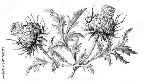 Artistic depiction of a thistle, ideal for stationery use.