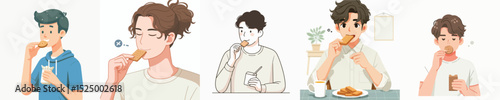 vector character eating biscuits