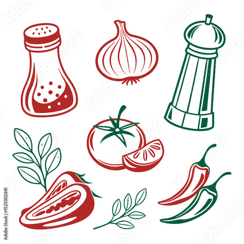 Italian cooking ingredients illustration