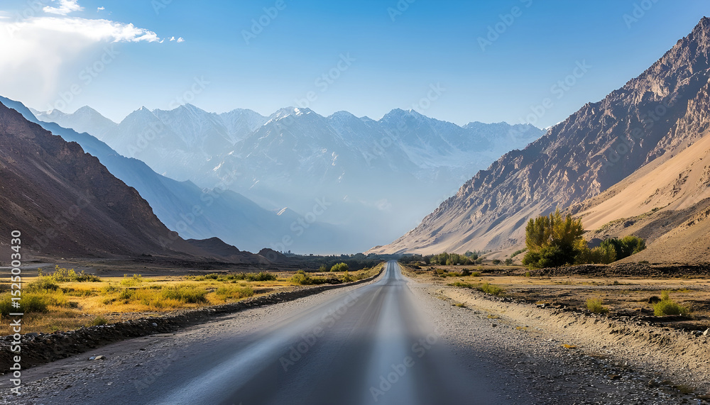 Naklejka premium Scenic asphalt highway amidst high desert mountains