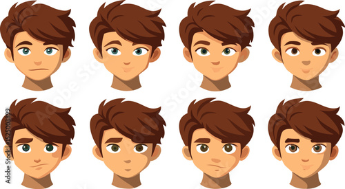 set of faces of a men 