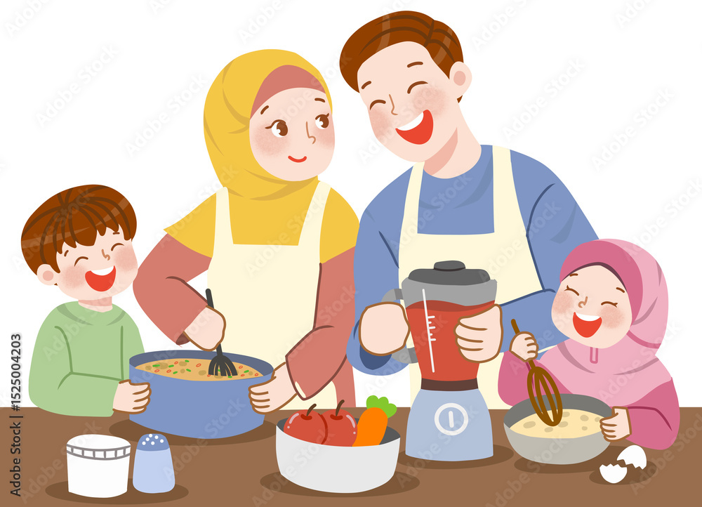 Cute familly cooking together Cute familly cooking together