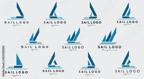 collection of sailing ship logo vector illustration design