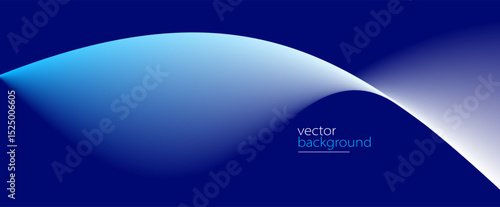Curve shape flow vector abstract background in dark blue gradient, dynamic and speed concept, futuristic technology or motion art.