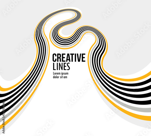 3D lines in motion vector abstract background, creative and dimensional curved stripes dynamic composition, motion and technology.
