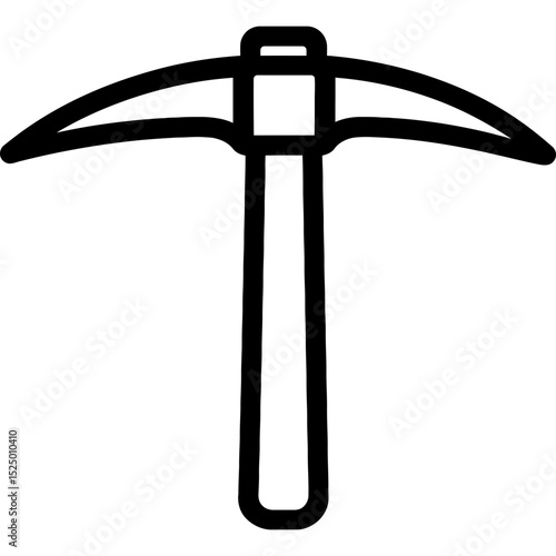 Minimalist pickaxe icon with bold black lines