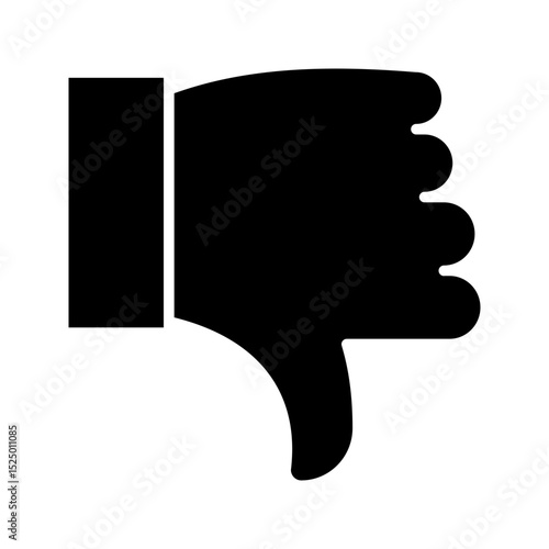 A thumb down glyph icon for feedback, rating designs