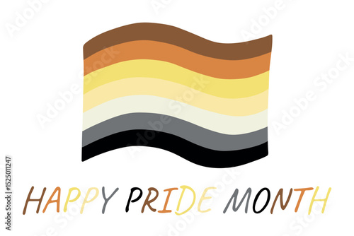 Colorful Bear brotherhood pride flag Happy pride day LGBTQ community Pride Month Vector hand drawn doodle for posters, stickers, logo, cards