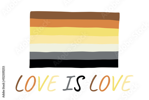 Colorful Bear brotherhood pride flag Happy pride day LGBTQ community Pride Month Vector hand drawn doodle for posters, stickers, logo, cards