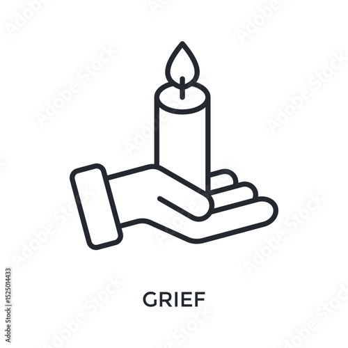 Grief Icon Outline Style. Vector Illustration For Graphic Design