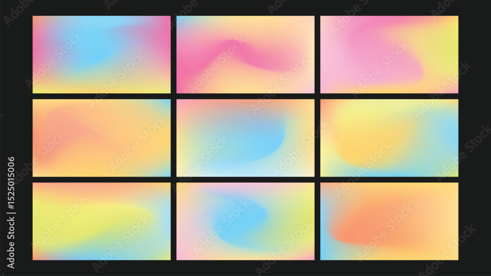 Naklejka premium Vibrant Fluid Gradient in Neon Background Set