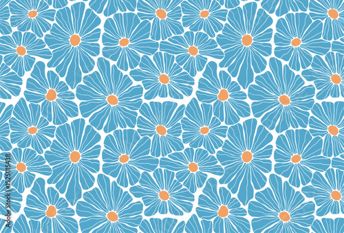 Seamless Retro Floral Pattern – Mid-Century Modern Inspired	
