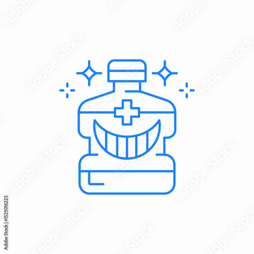 mouthwash bottle smile icon sign vector