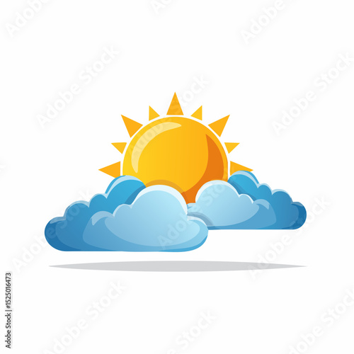 Sunny Skies: A bright sun, smiling radiantly above the clouds, heralding a day filled with warmth and optimism. A cheerful depiction of good weather.