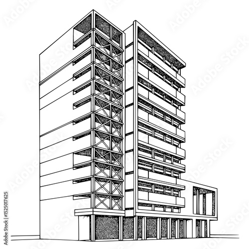 Futuristic Building Silhouette Architectural Art