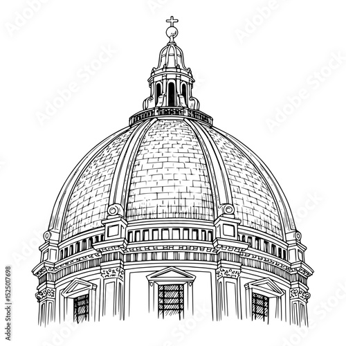 Renaissance Dome Silhouette Architectural Building Art