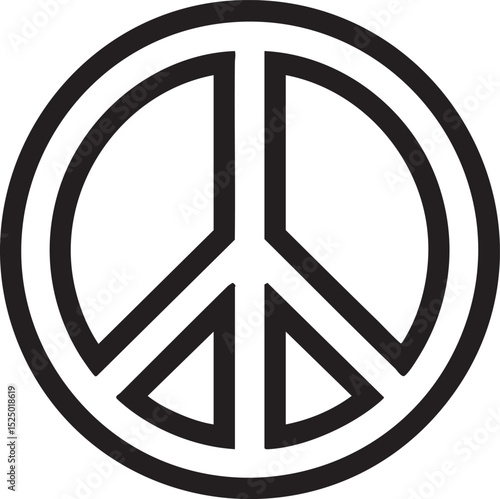 Black Peace Symbol Icon In Circle Isolated On White Background Classic Emblem Representing Harmony Antiwar Movement Freedom And Unity