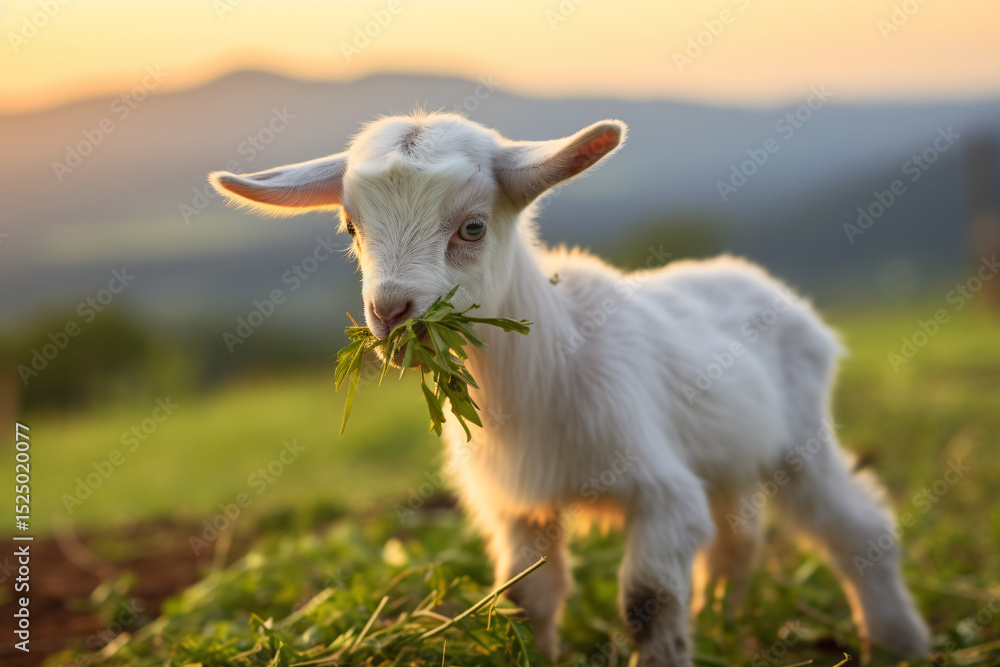 Obraz premium white goat on a meadow