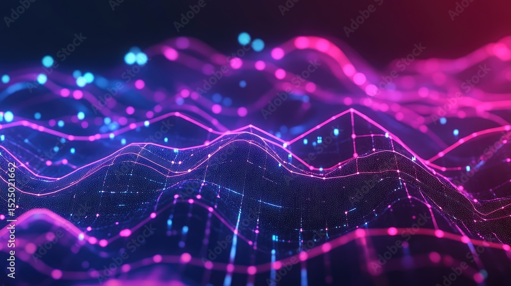 Obraz premium Abstract image of digital data streams flowing behind stock value overlays