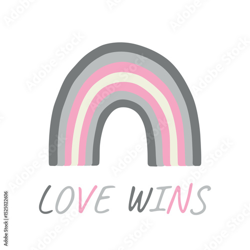 Colorful rainbow shape Demigirl pride flag Happy pride day LGBTQIA community Pride Month Vector hand drawn doodle for posters, stickers, logo, cards