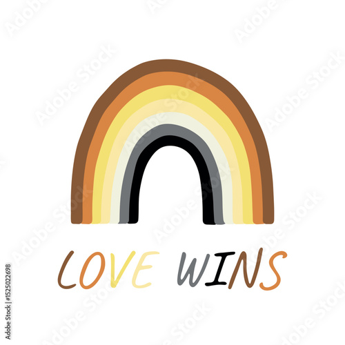 Colorful rainbow shape Bear brotherhood pride flag Happy pride day LGBTQIA community Pride Month Vector hand drawn doodle for posters, stickers, logo, cards