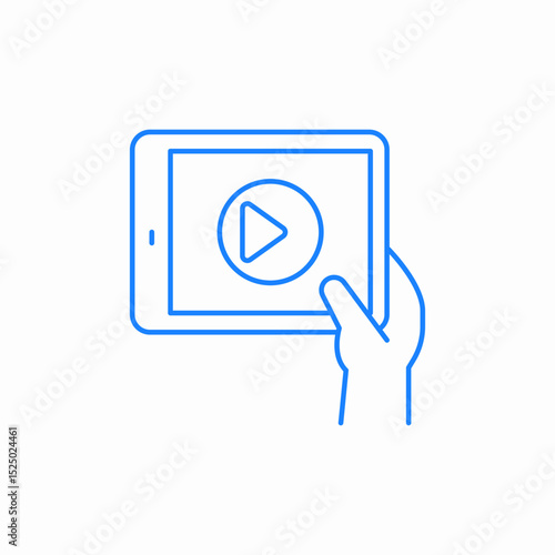 video play hand tablet icon sign vector