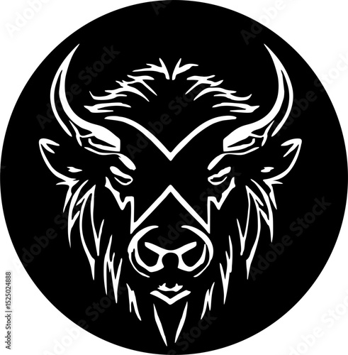 Bull Logo Design, Bison icon silhouette, Buffalo silhouette isolated, Vector illustration Buffalo Logo Design