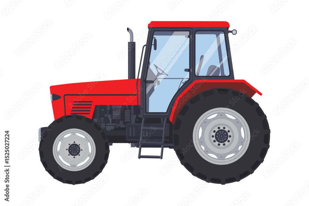 Obraz premium Powerful Red Tractor Agricultural Machinery Illustration