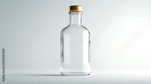 Empty glass bottle with gold cap mockup