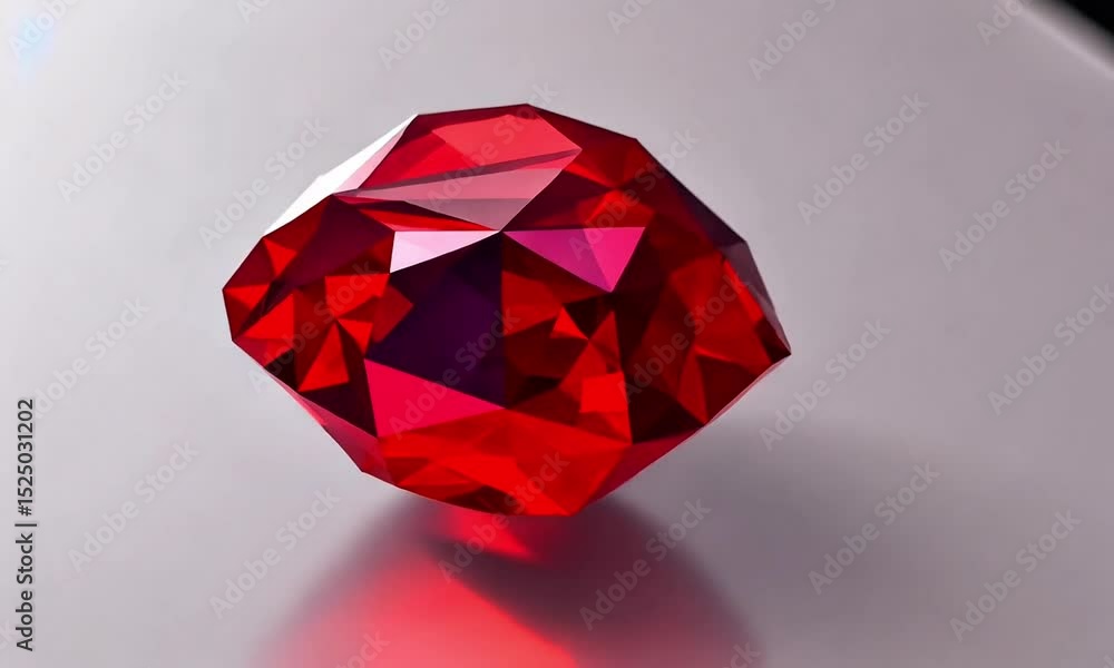 Glowing Red Gemstone Sparkling on Soft Background Close-up Glowing Red Gemstone Sparkling on Soft Background Close-up