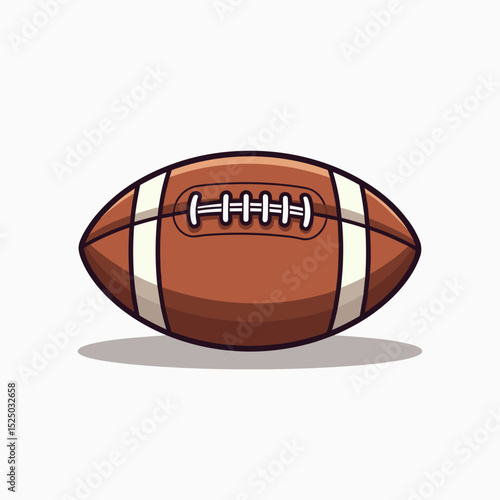 Illustration of a Brown American Football with White Stripes on a White Background