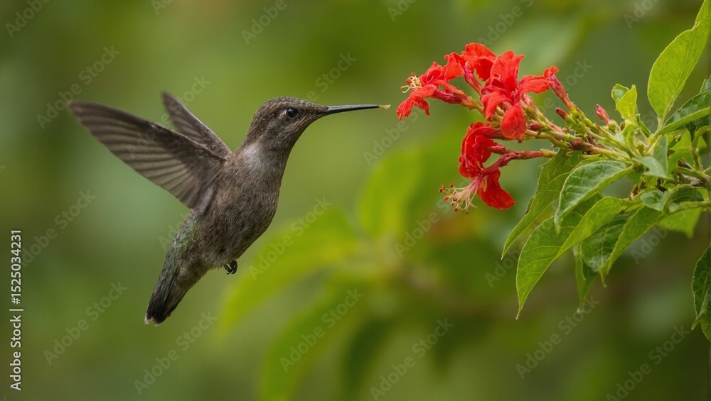 Obraz premium Hummingbird and tropical flower