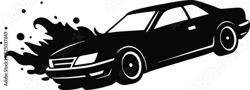 Black luxury sports car illustration with fast wheels and sleek design