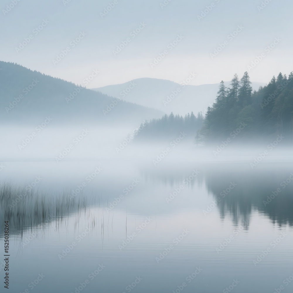 Fototapeta premium misty morning on the lake