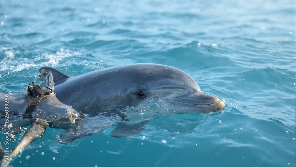 Obraz premium Friendly dolphin boat ride