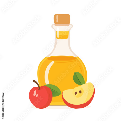My Simple flat 2D apple cider vinegar icon on a transparent background, high-resolution vector illustration, minimalist clipart, suitable for print and digital design, clipart icon set	