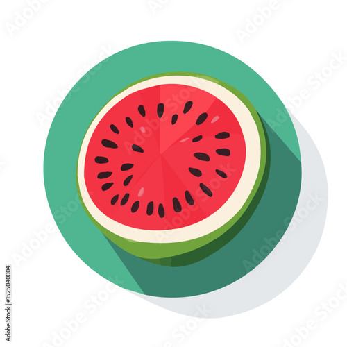 My Simple flat 2D sliced watermelon icon on a transparent background, high-resolution vector illustration, minimalist clipart, suitable for print and digital design, clipart icon set	