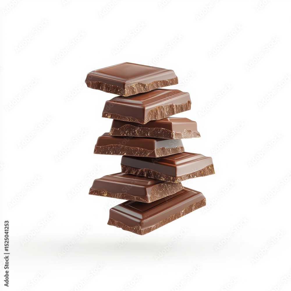 Stacked chocolate bars arranged artistically in the air. Stacked chocolate bars arranged artistically in the air.