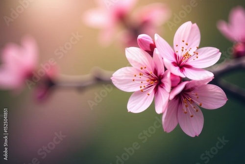 Delicate pink blossoms, vibrant spring blooms, soft focus background, blossom, cherry, springtime
