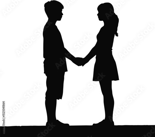 Wallpaper Mural Silhouette of a couple holding hands demonstrating love and connection on a white background Torontodigital.ca